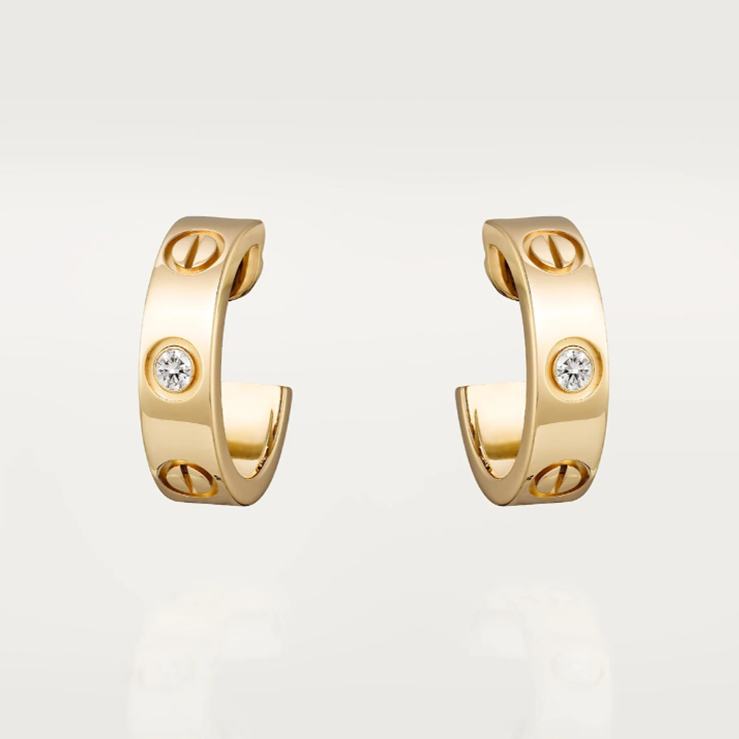 Crystal Screw Detail Hoop Earrings — Love
