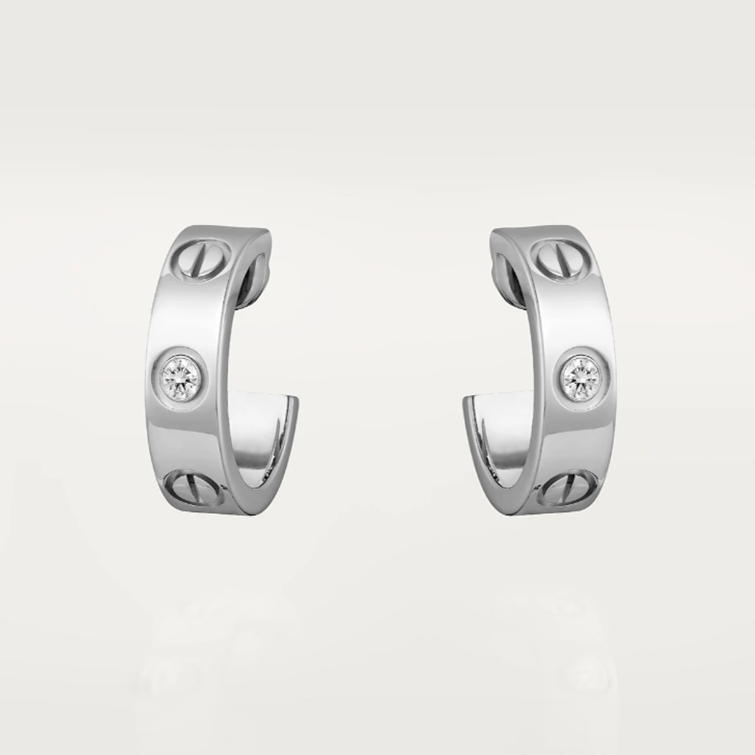 Crystal Screw Detail Hoop Earrings — Love