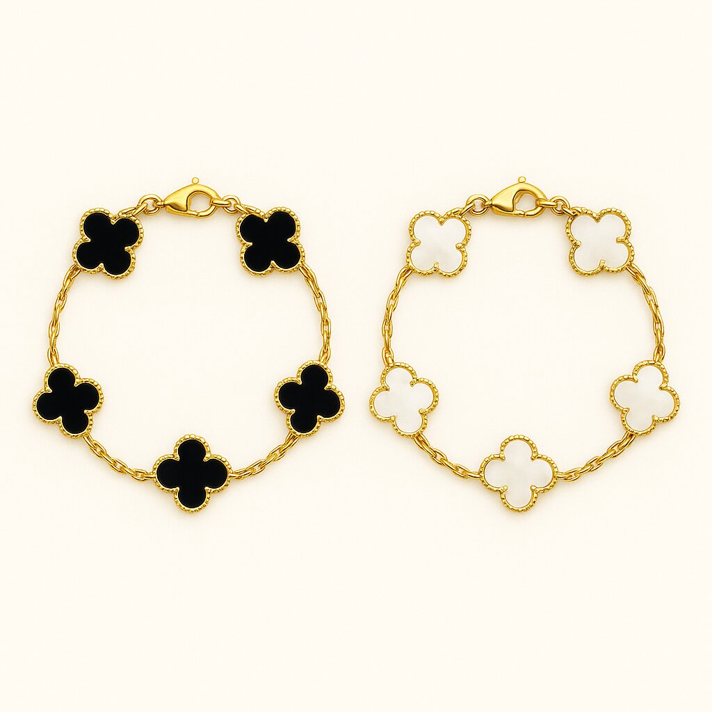 Bruce & Co Black and White Clover Bracelet Set
