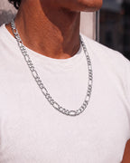 Bruce & Co Men’s Silver-Tone Stainless Steel Figaro Chain Necklace, 6 mm