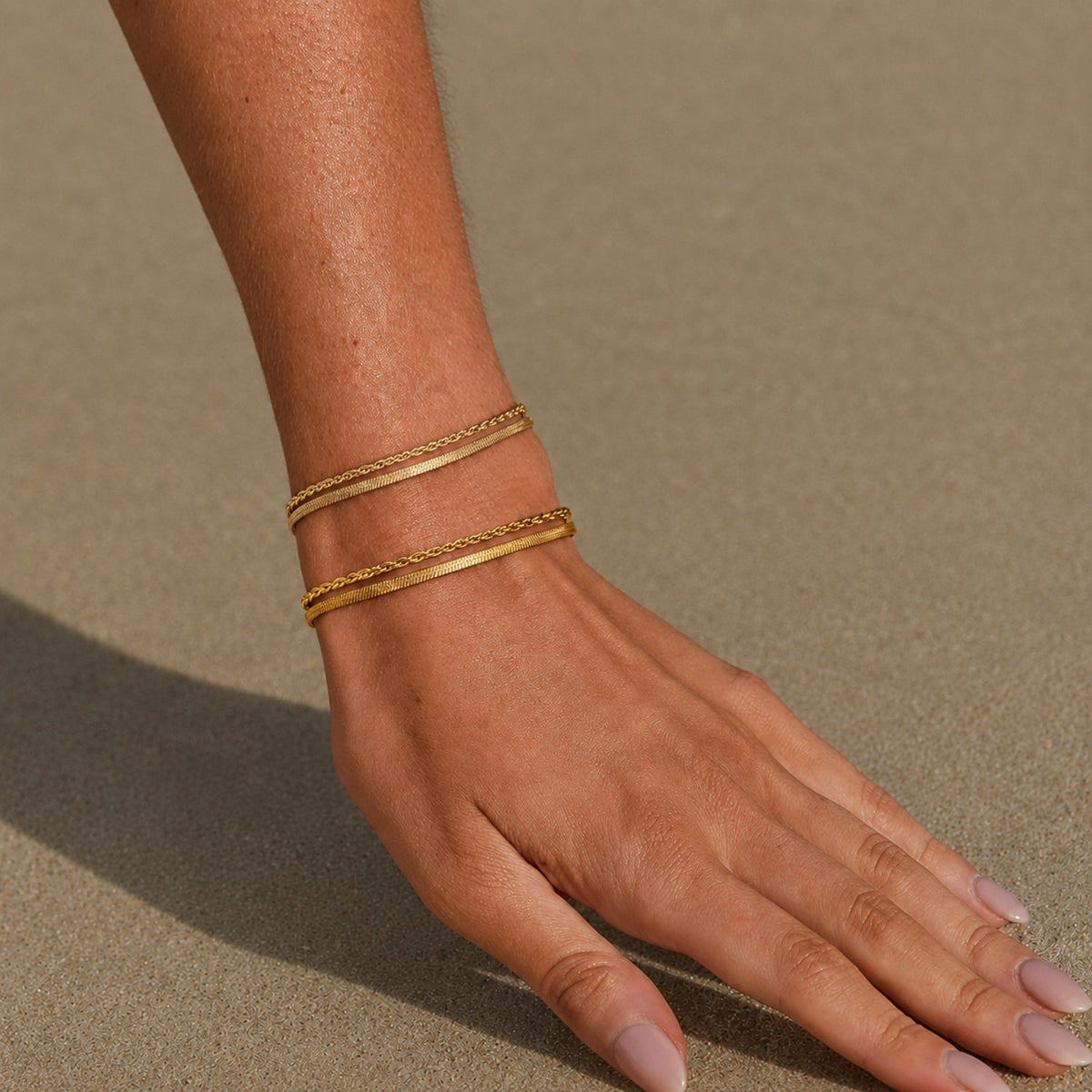 Bruce & Co Ios – Herringbone and Rope Layered Bracelet
