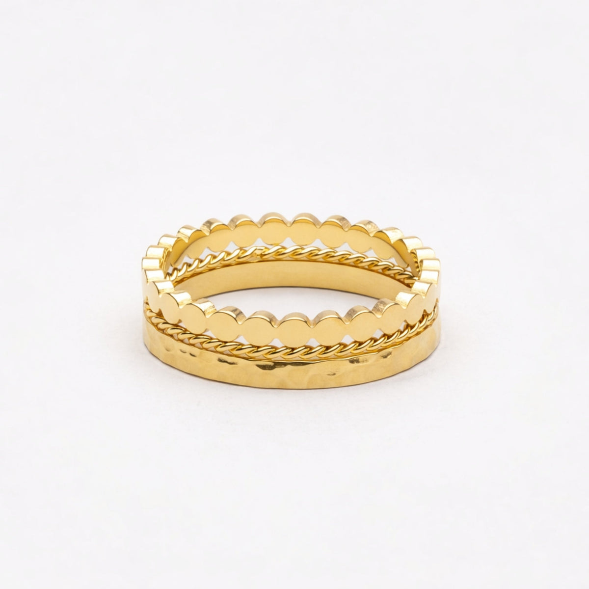 Bruce & Co Daily – Three Textured Stacking Rings Set