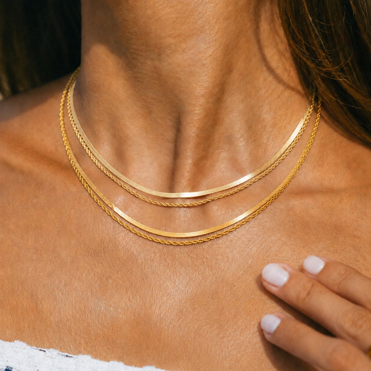 Bruce & Co Ios – Herringbone and Rope Layered Necklace
