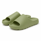 Green EVA platform slide slippers on a white background