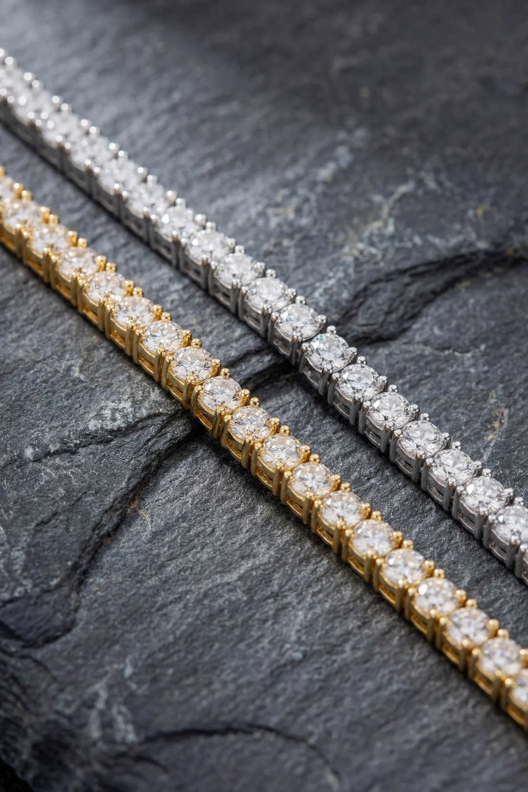 Bruce & Co Clear Stone Tennis Necklace, 4 mm, 18K Gold-Plated