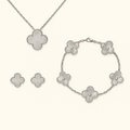 Bruce & Co Silver-Tone Clover Necklace Bracelet Earrings Set
