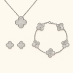 Bruce & Co Silver-Tone Clover Necklace Bracelet Earrings Set