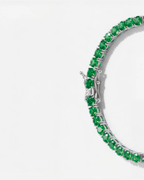 Bruce & Co Reserva – Green Zircon Tennis Bracelet, 4 mm, Silver-Plated