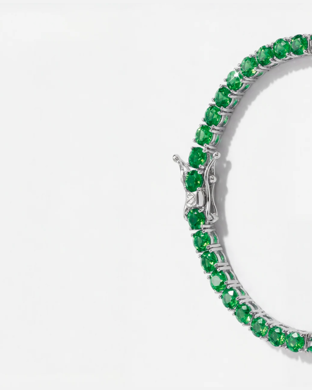 Bruce & Co Reserva – Green Zircon Tennis Bracelet, 4 mm, Silver-Plated