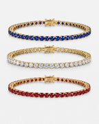 Bruce & Co Men’s Red White Blue Tennis Bracelet Set, 3 Pieces, 14K Gold-Plated