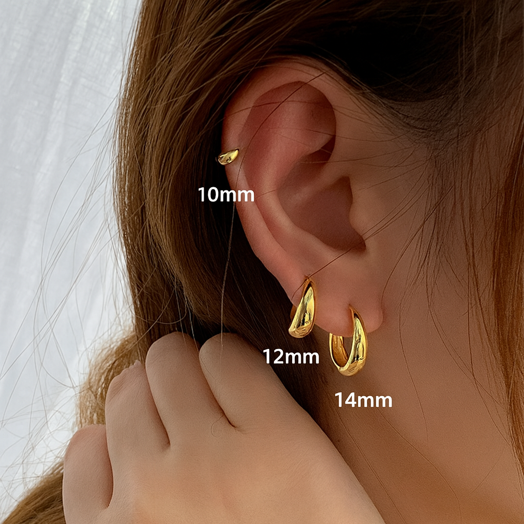 Bruce & Co Hilda – Rounded Mini Hoop Earrings, 10–14 mm