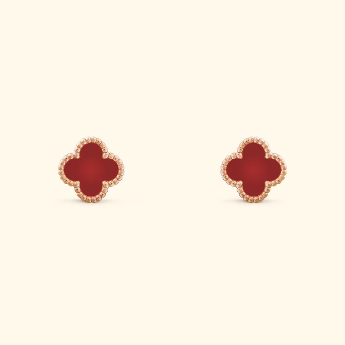 Bruce & Co Clover Stud Earrings with Beaded Border
