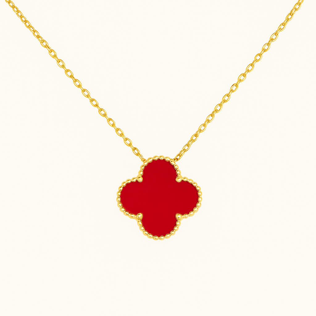 Bruce & Co Red Clover Necklace Bracelet Earrings Set