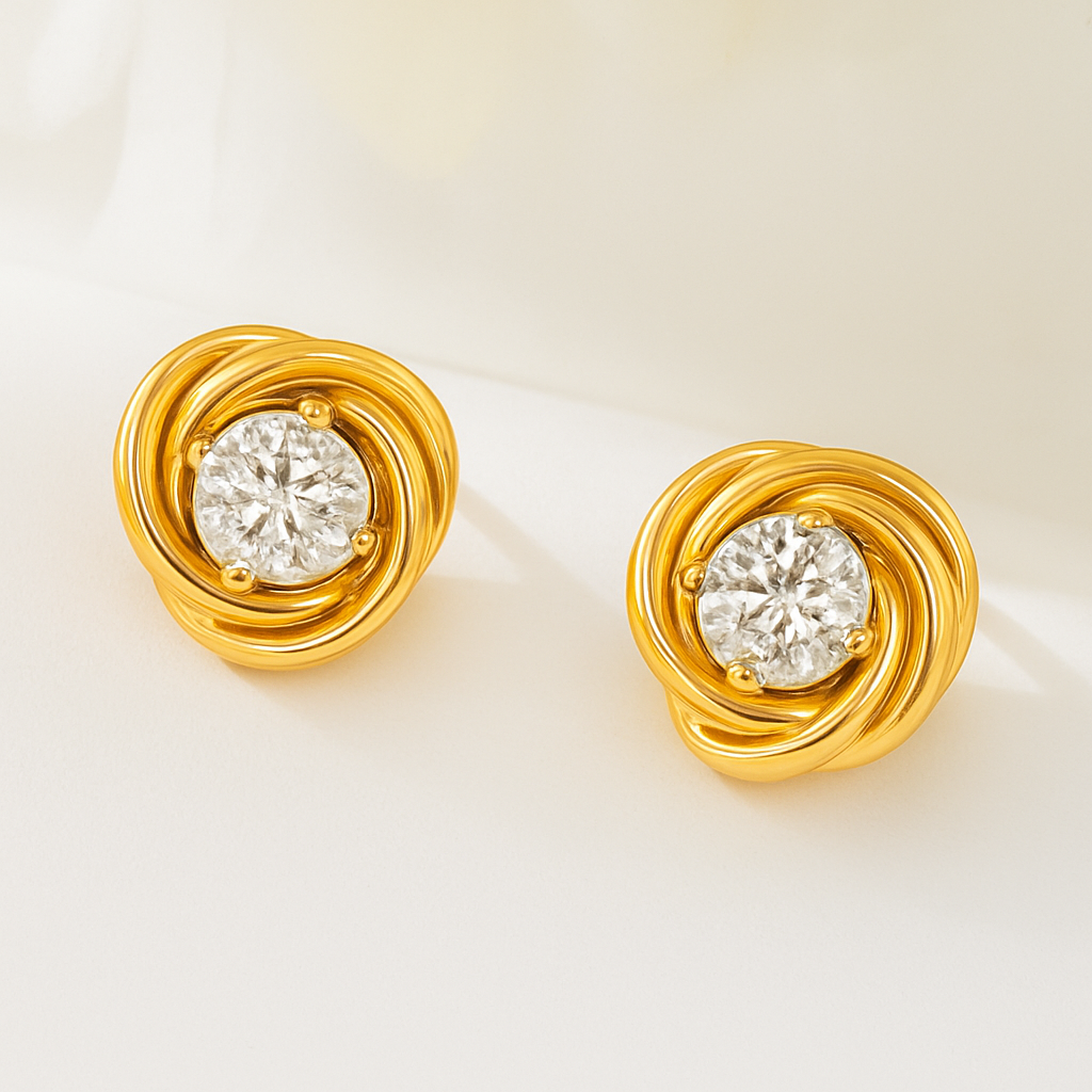 Bruce & Co Trinity – Round Crystal Knot Stud Earrings