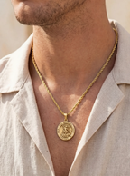 Bruce & Co Saint Michael Medallion Necklace, Gold-Plated Steel