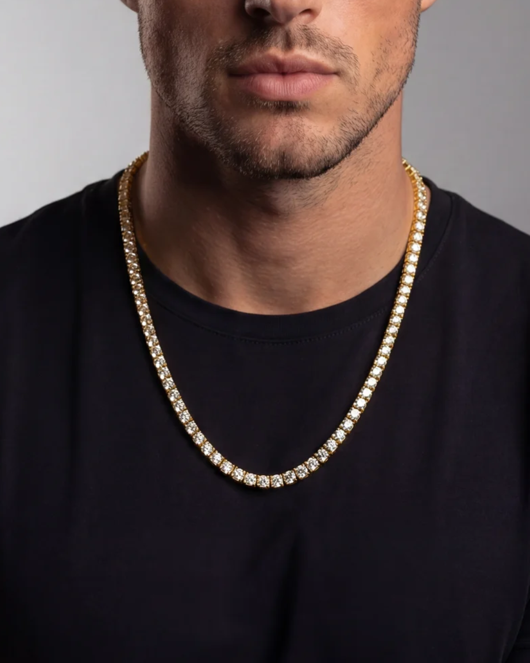 Bruce & Co Clear Stone Tennis Necklace, 4 mm, 18K Gold-Plated