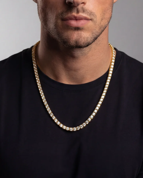 Bruce & Co Clear Stone Tennis Necklace, 4 mm, 18K Gold-Plated