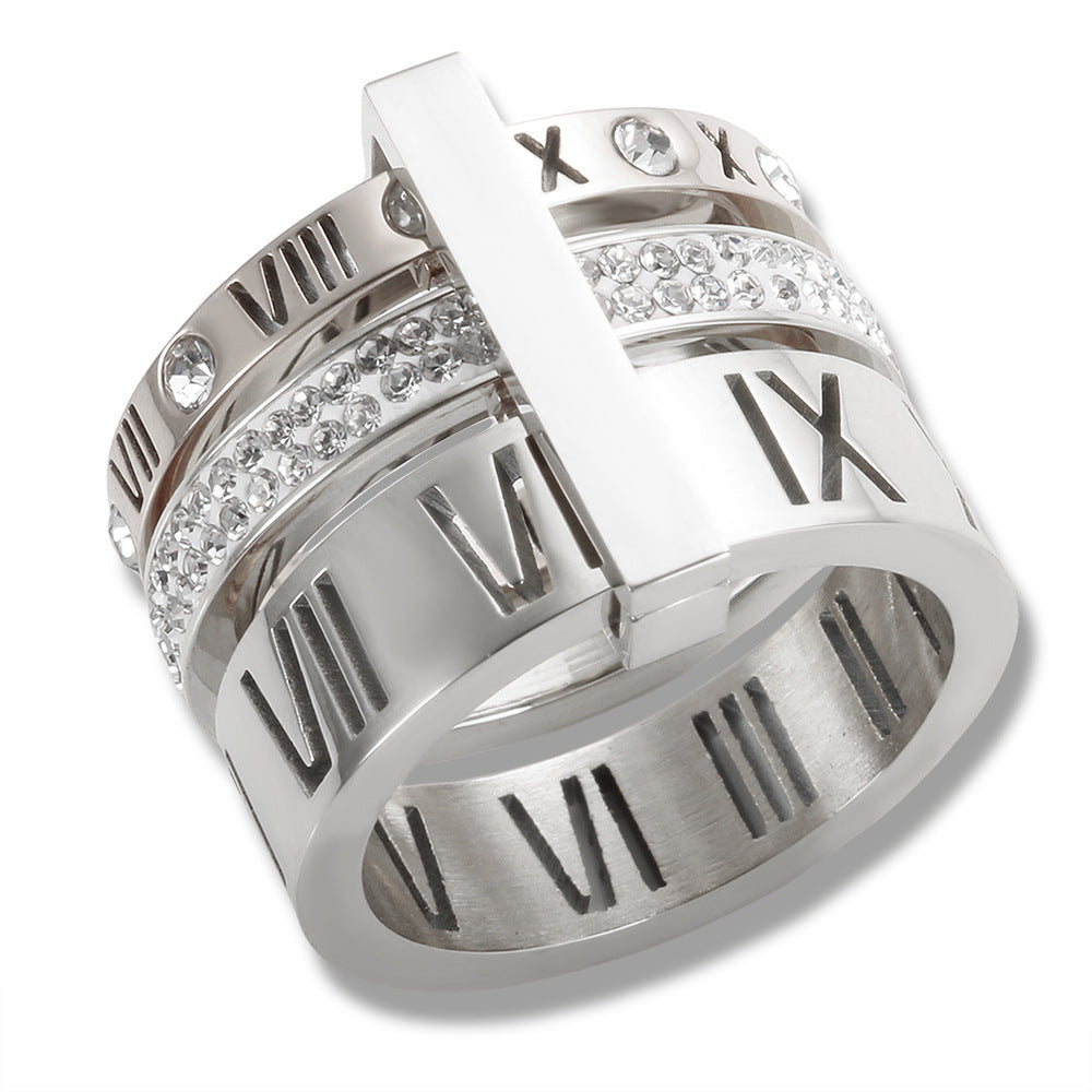 Bruce & Co Roman Numeral Crystal Band Ring
