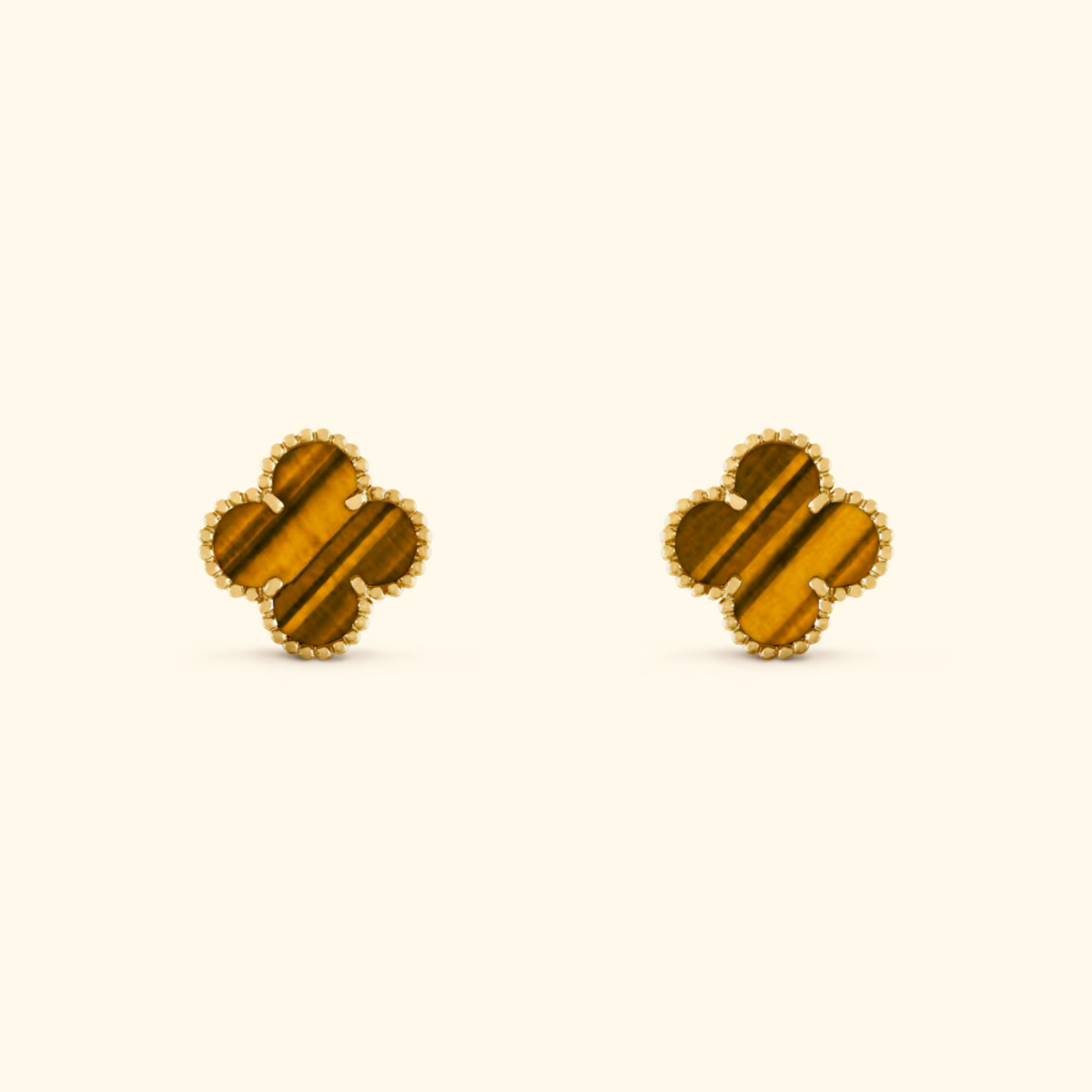 Bruce & Co Clover Stud Earrings with Beaded Border