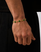 Bruce & Co Green Zircon Clover Bracelet, Gold-Plated Copper, Adjustable