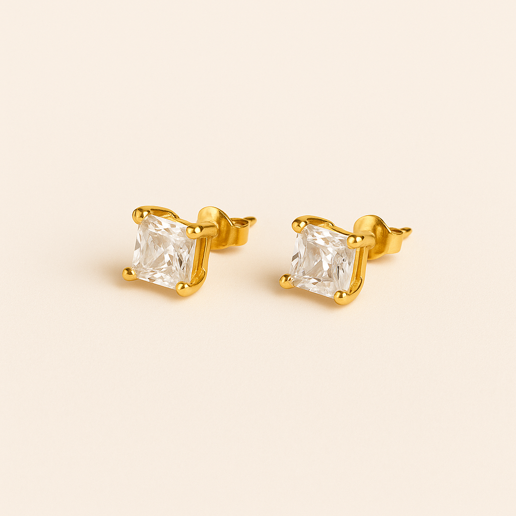 Bruce & Co April – Square Crystal Stud Earrings