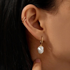 Bruce & Co Denise – Irregular Pearl Drop Hoop Earrings