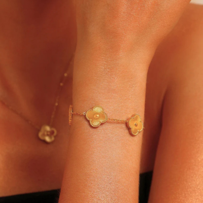 Bruce & Co Gold-Tone Clover Necklace Bracelet Earrings Set