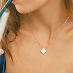 Bruce & Co White Clover Necklace Bracelet Earrings Set