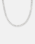 Bruce & Co Clear Stone Tennis Necklace, 4 mm, Silver-Tone