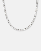 Bruce & Co Clear Stone Tennis Necklace, 4 mm, Silver-Tone