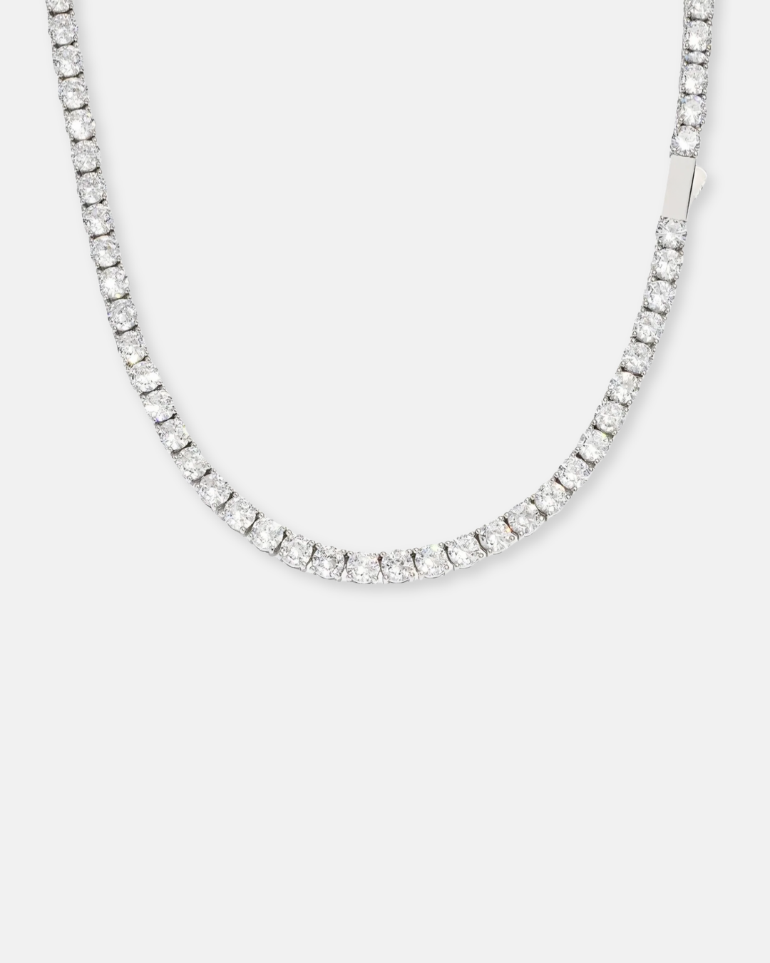 Bruce & Co Clear Stone Tennis Necklace, 4 mm, Silver-Tone
