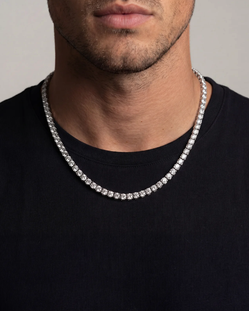 Bruce & Co Clear Stone Tennis Necklace, 4 mm, Silver-Tone