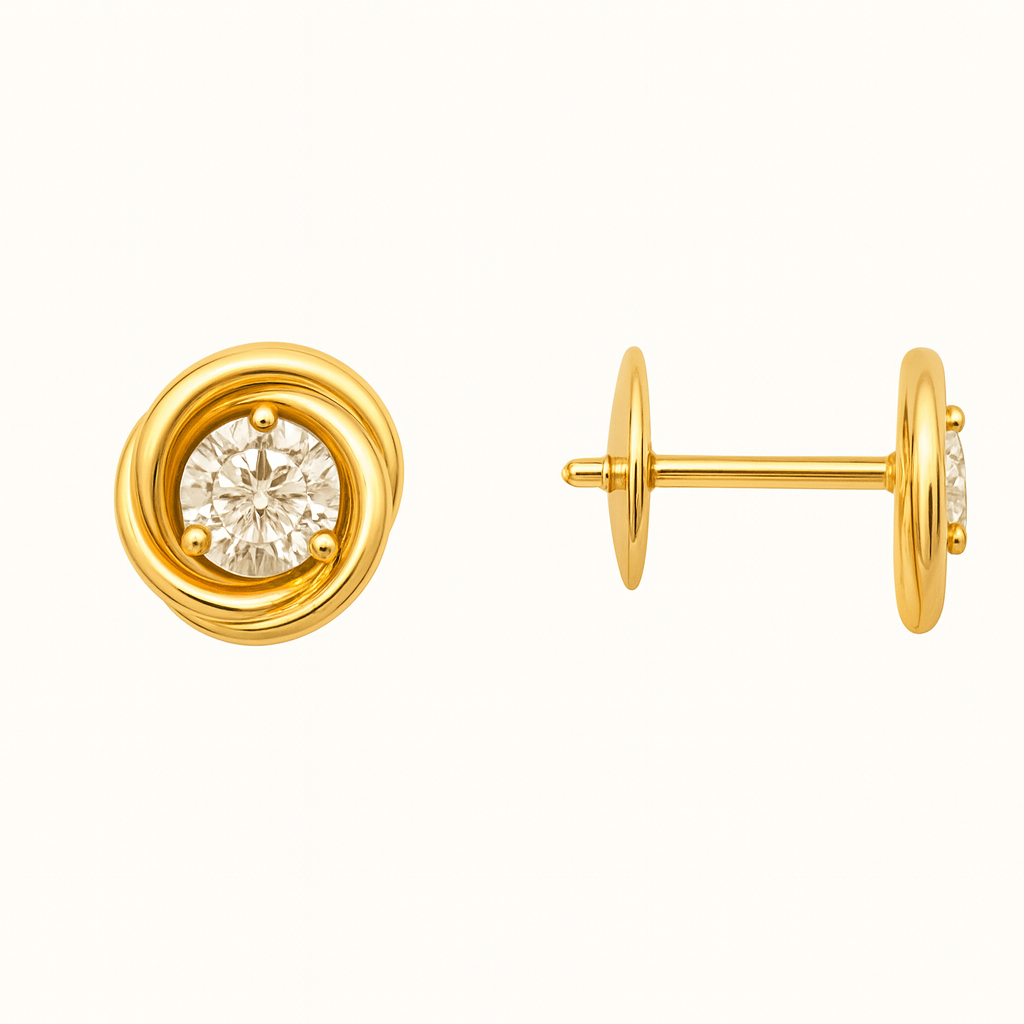 Bruce & Co Trinity – Round Crystal Knot Stud Earrings