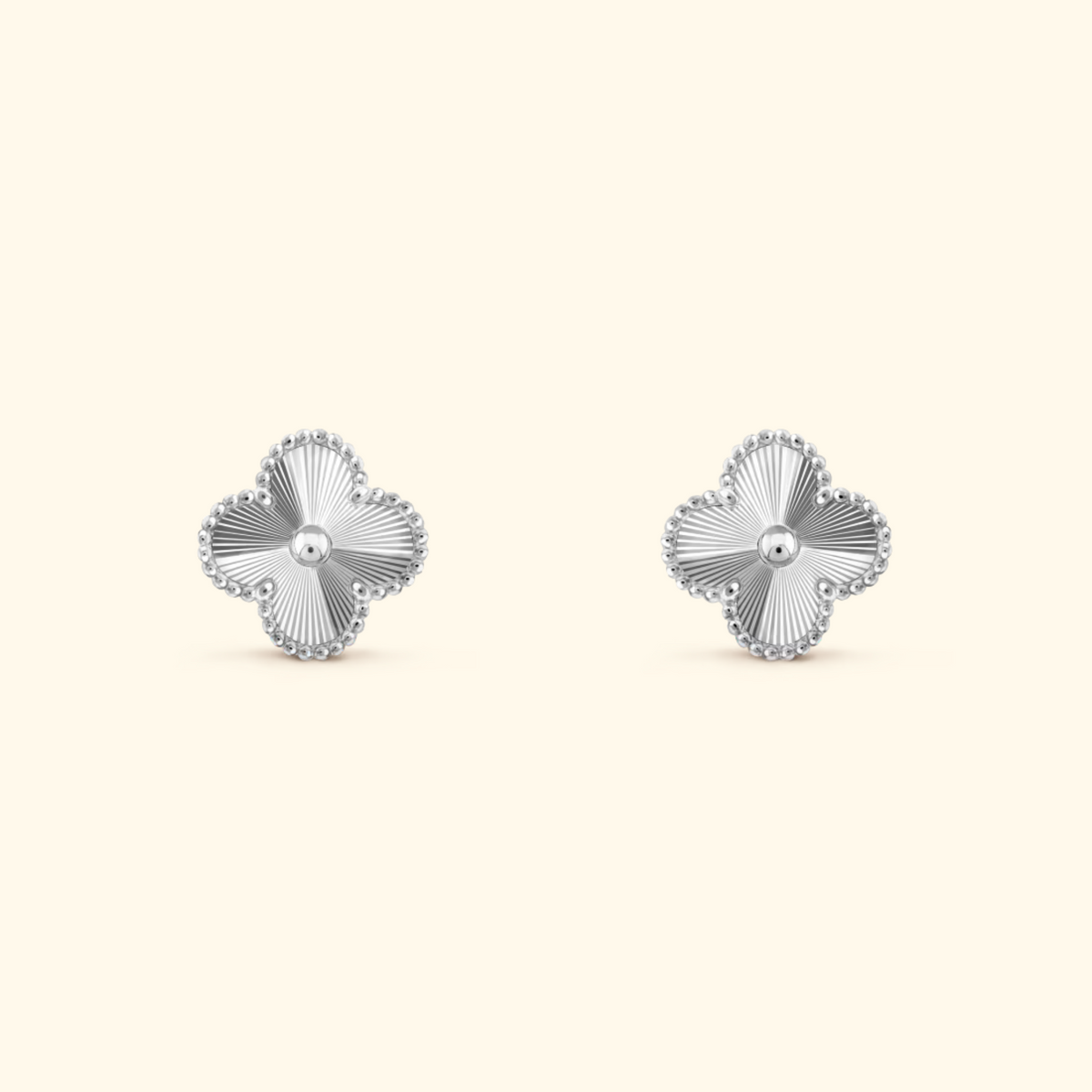 Bruce & Co Clover Stud Earrings with Beaded Border