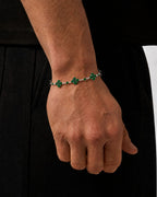 Bruce & Co Green Zircon Clover Bracelet, Silver-Plated Copper, Adjustable