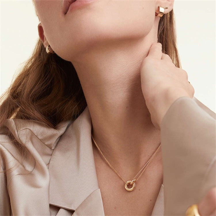 Bruce & Co Harper – Double Chain Ring Pendant Necklace