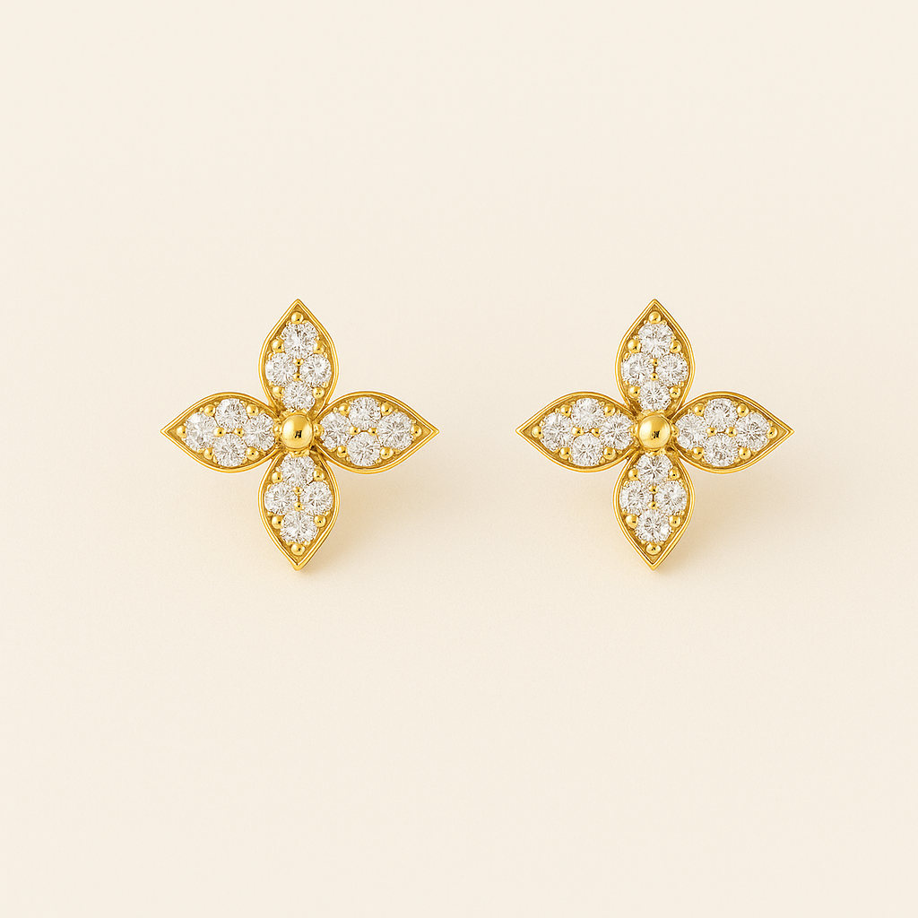 Bruce & Co Nicole – Four-Petal Crystal Stud Earrings