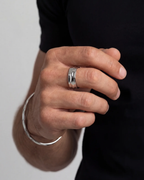 Bruce & Co Ocean – Sculpted Adjustable Open Ring, Platinum-Plated Steel