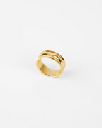 Bruce & Co Ocean – Sculpted Adjustable Open Ring, 18K Gold-Plated Steel