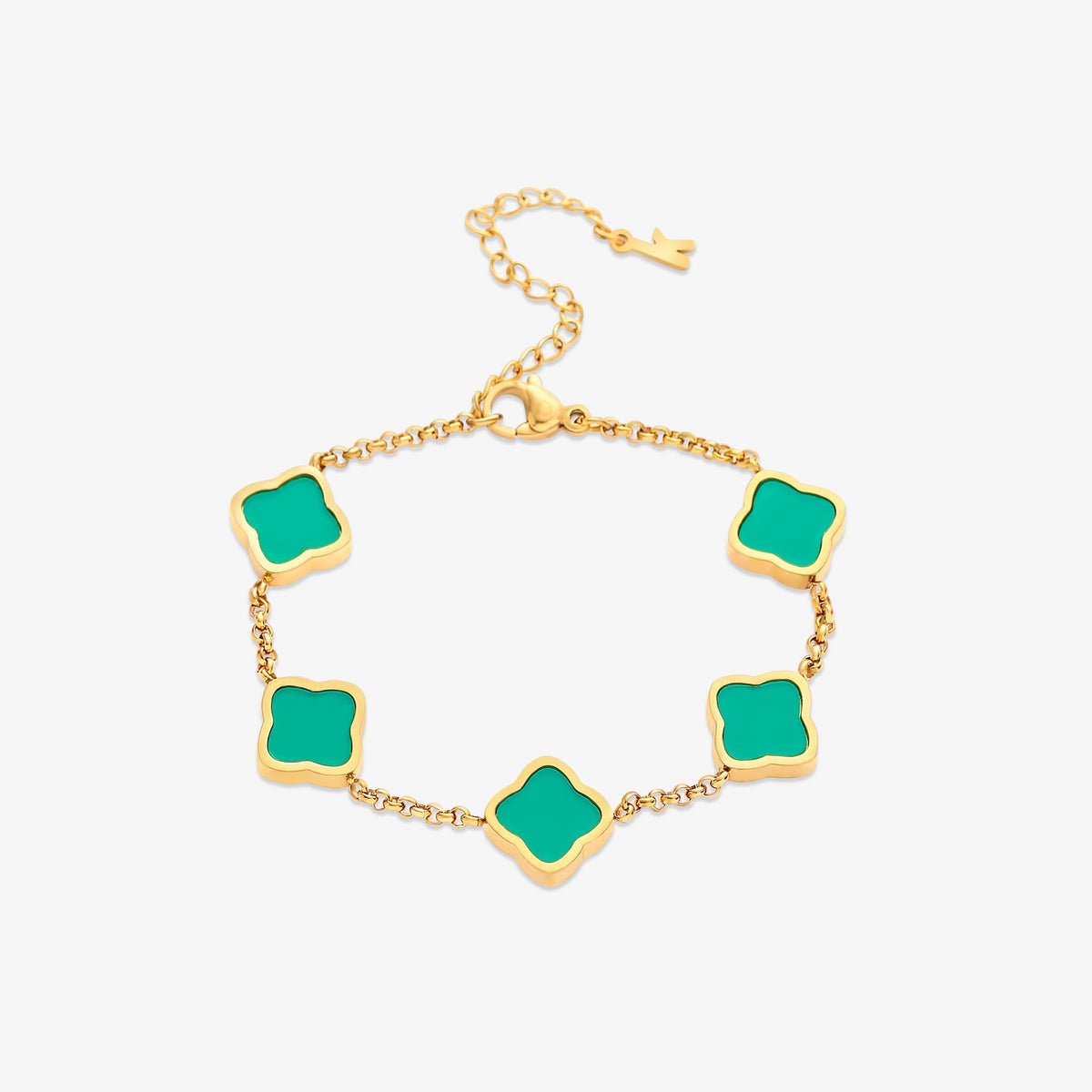 Bruce & Co Golden Clover – Five Quatrefoil Chain Bracelet
