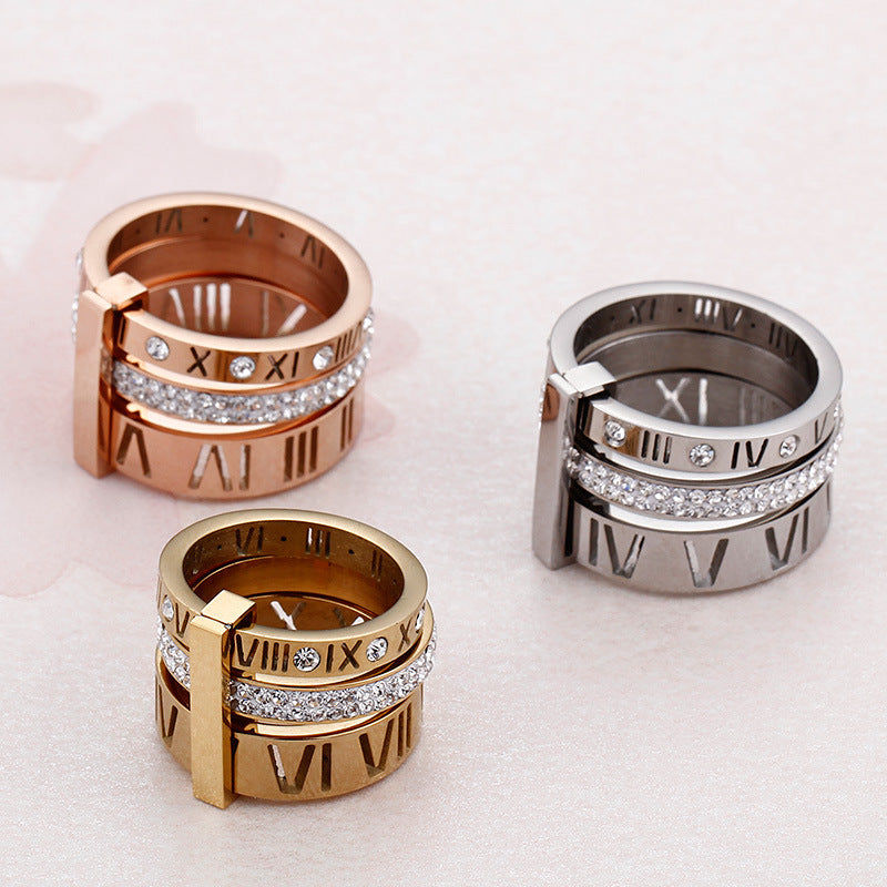Bruce & Co Roman Numeral Crystal Band Ring