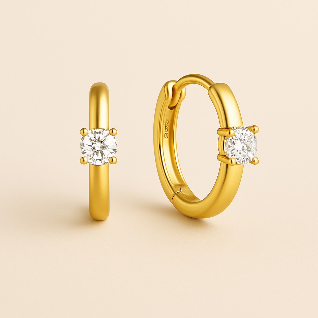 Bruce & Co Morgana – Single Crystal Huggie Hoop Earrings