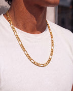 Bruce & Co Men’s 18K Gold-Plated Figaro Chain Necklace, 6 mm