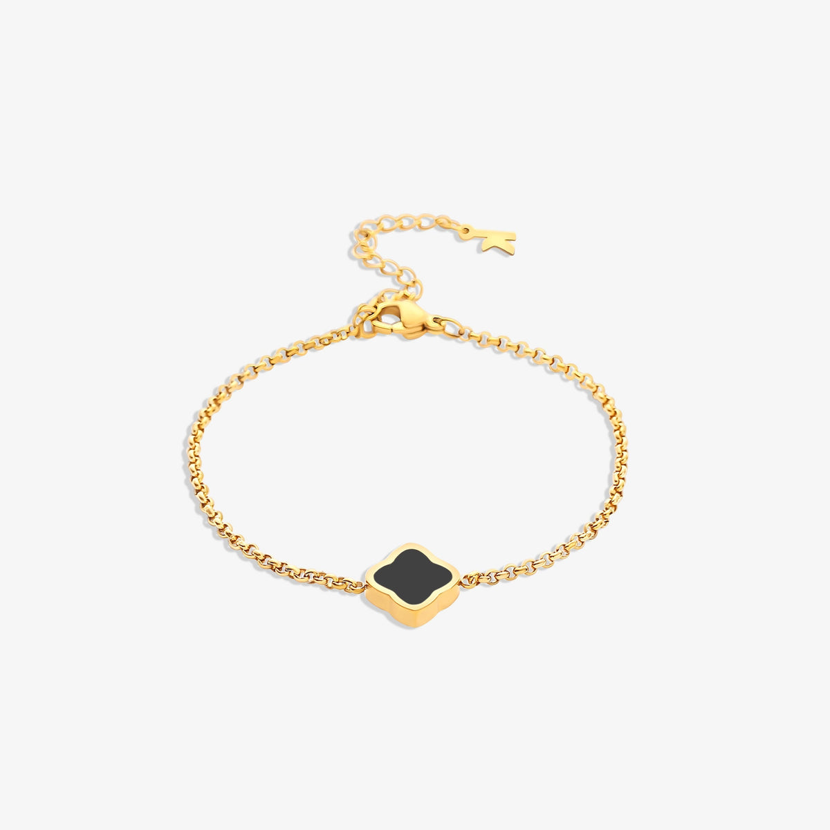 Bruce & Co Black Quatrefoil Charm Bracelet
