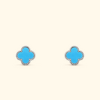 Bruce & Co Clover Stud Earrings with Beaded Border