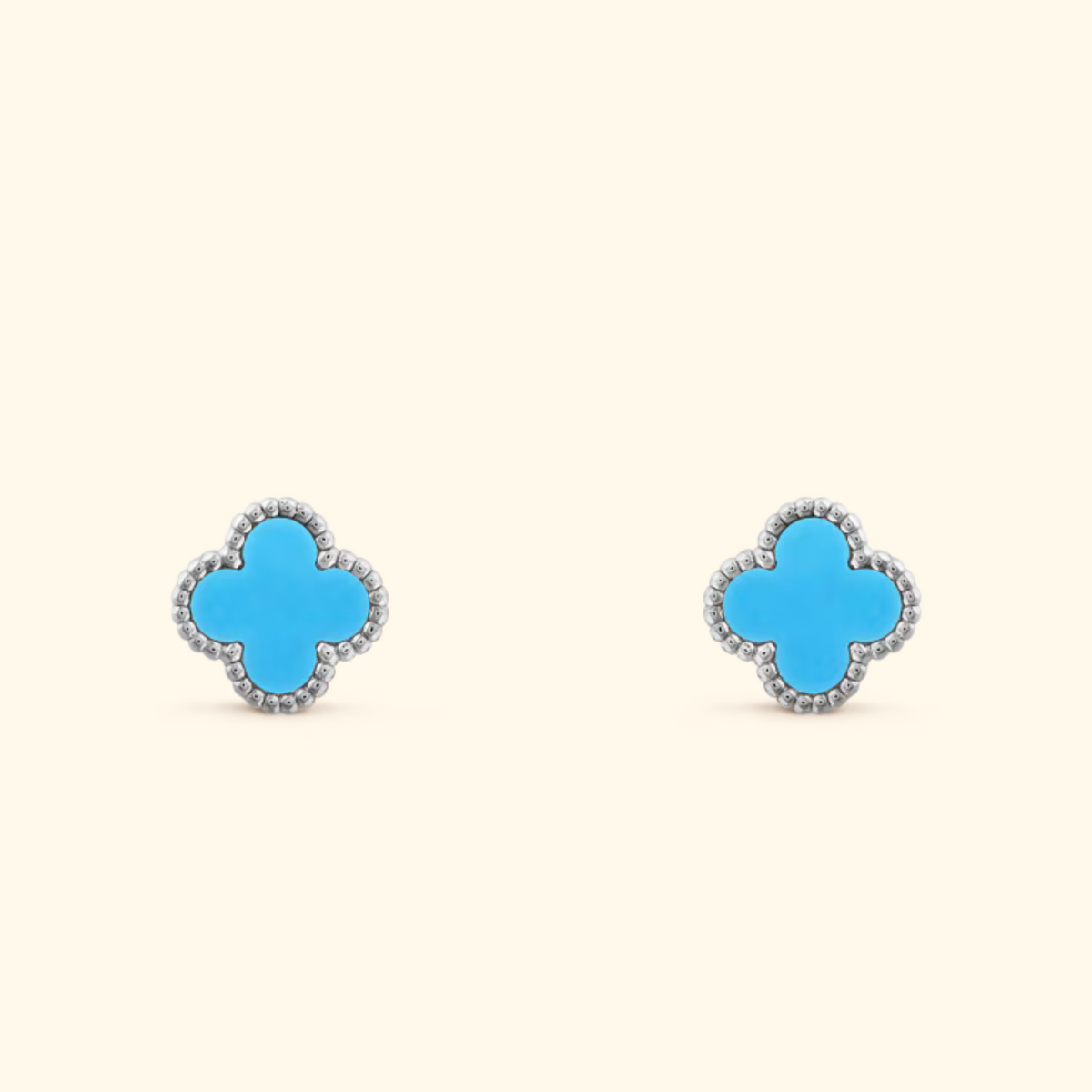 Bruce & Co Clover Stud Earrings with Beaded Border