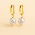 Bruce & Co Denise – Irregular Pearl Drop Hoop Earrings