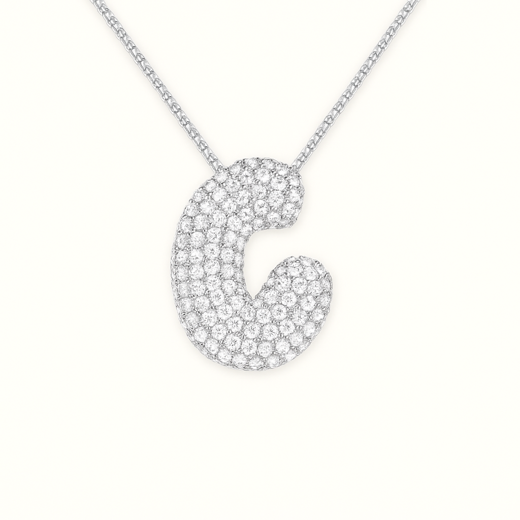 Bruce & Co Bubble Initial Crystal Necklace, A–Z, 18 in