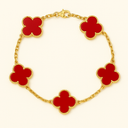 Bruce & Co Red Clover Necklace Bracelet Earrings Set