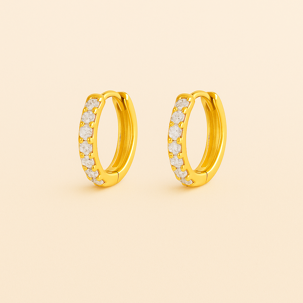 Bruce & Co Alexandria – Single Row Pave Huggie Hoops